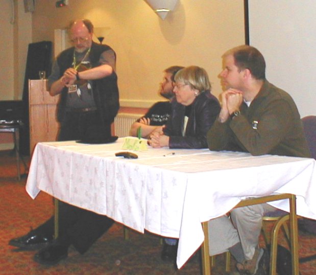 Panel Discussing Information Technology for Fandom:  Martin Easterbrook, Andrew Adams, Mary Kay Kare, Simon Bradshhaw